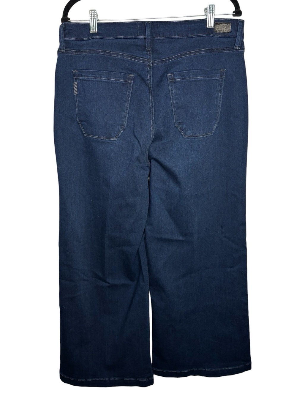 Paige Genesee Wide Leg Crop Jeans High Rise Dark Wash Elvira Size 32 Stretch - Picture 3 of 15